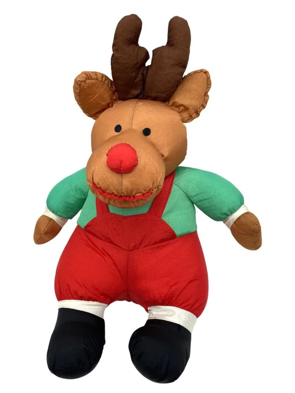 YMT Reindeer Nylon Plush Red Nose Overall Brown Antlers Christmas Decor 18